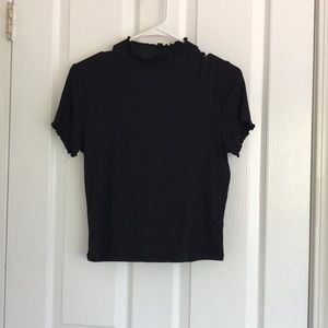 black short sleeve turtle neck